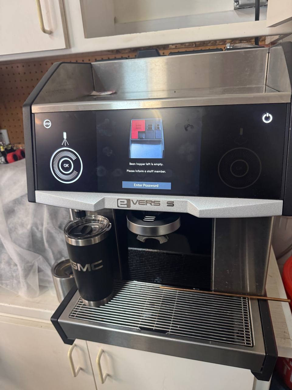 Featured image for Eversys Shotmaster Left Bean Hopper Empty or Locked, With Beans Still In It