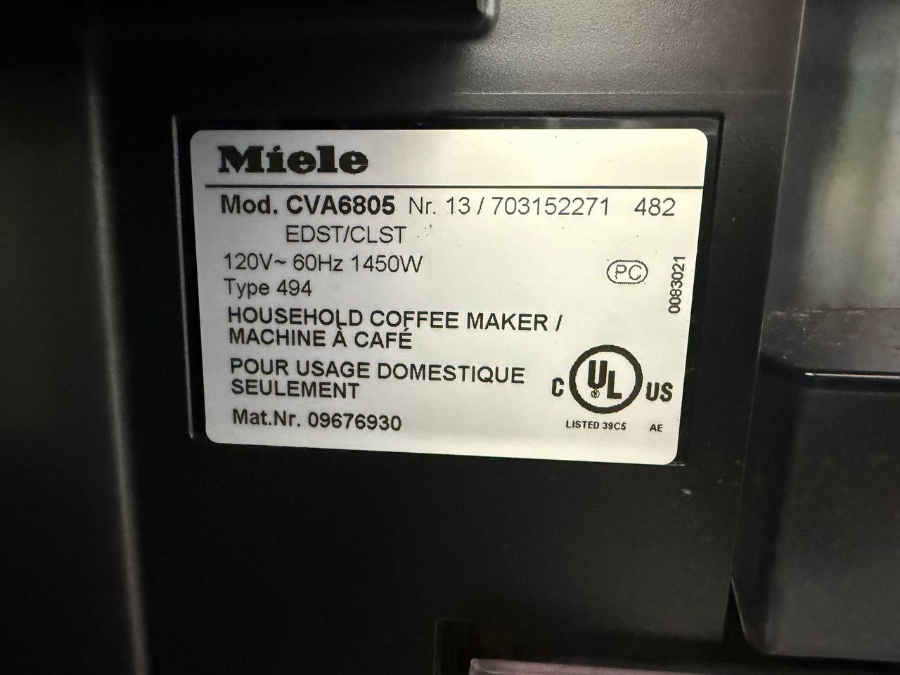 Job photo from Miele CVA6805 Built-In Coffee Machine Deep Clean in Alamo