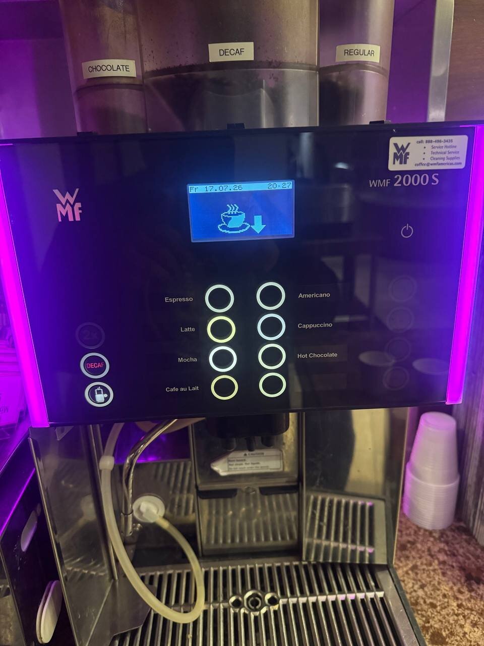 WMF 2000 S super-automatic, front panel with drink buttons